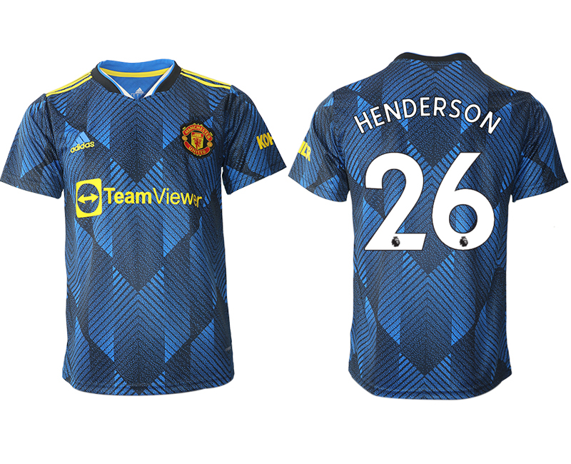 Men 2021-2022 Club Manchester United Second away aaa version blue #26 Soccer Jersey
